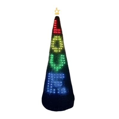 China 6.8ft Led Light Moving Christmas Tree PVC Crystal Chain Needle Pine 2.1m Control PS Plastic Xmas Tree With Led Light Pin Xmas Tree for sale