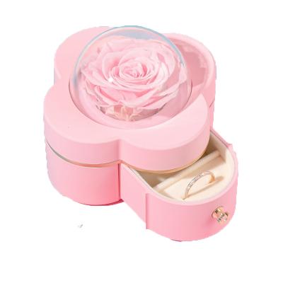 China Long Llasting Valentine Gift Wholesale Custom Mounted Flower Drawer Style Jewelry Gift Box Home Decoration Girlfriend for sale