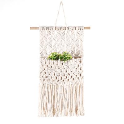 China Hot Sale Eco-friendly Wall Plants Hanging Rack Cotton Rope Macrame Plant For Home Garden Decoration for sale