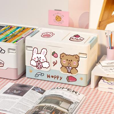 China New Arrival Design Cute School Viable Cartoon Foldable Storage Organizer Printed Toy Storage Box For Kids for sale