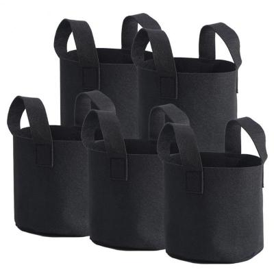 China Durable Garden Not Coated Nursery Large Black Cloth Potted Plant Planter Grow Bag With Handle for sale