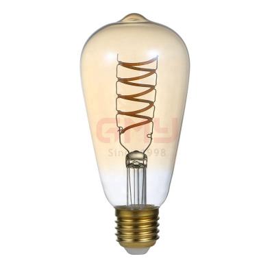 China Residential hot! CE RoHS Spiral LED Filament Bulb Vintage ST64 220-240V 5W 2200K 300lm E27 Ra80 Amber Dimmable for sale