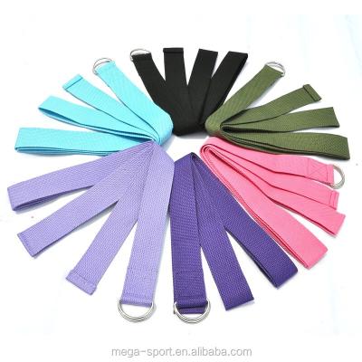 China Hot Selling Wholesale Durable China Sports Factory Fitness D-Ring Yoga Cotton Wear Stretch Strap Belt for sale