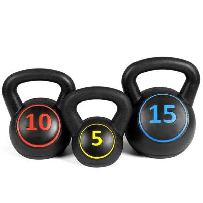 China Wholesale Durable Fitness Equipment Weighed 5lb 10lb 15lb Plastic Kettlebell Set For Training And Body Tone for sale