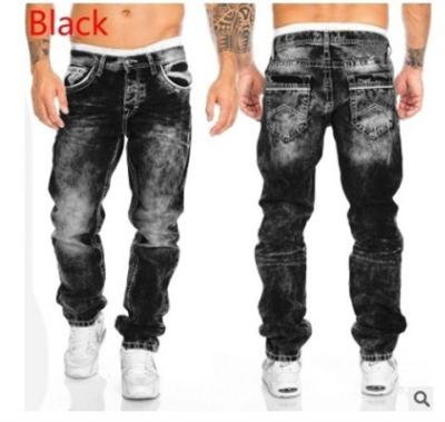 China New Classic QUICK DRY Fashion Pants Business Casual Pants Premium Loose Wide Leg Men's Black Blue Workwear Leg Jeans for sale