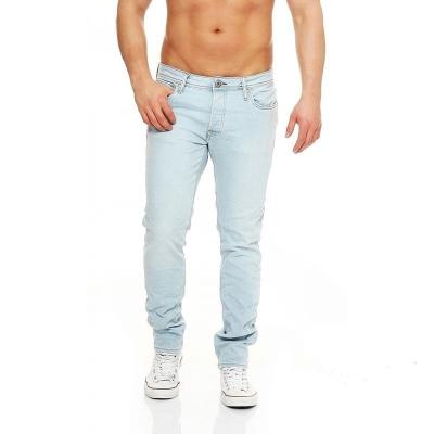 China Young men's career military black blue straight elastic hot cotton jeans sale QUICK DRY/denim stretched fit slim Jean Pant From China for sale