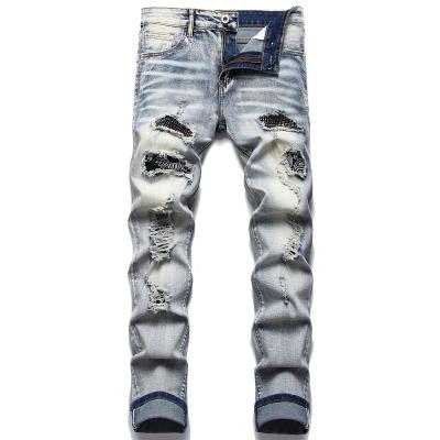 China OEM Wholesale Men Skinny Breathable Designer Ripped Biker Jeans for sale