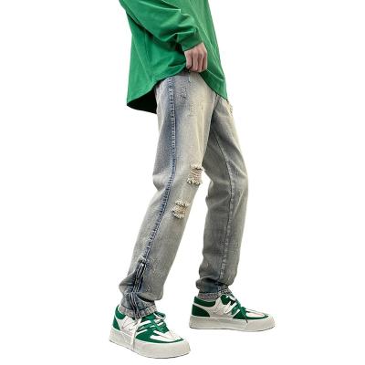 China High School Youth Men Breathable Jeans School Boy Pants Pantalones Cool Zipper Decoration Jeans for sale