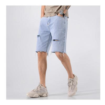 China Wholesale OEM Breathable Fashion Custom Ripped Men's Short Jeans for sale