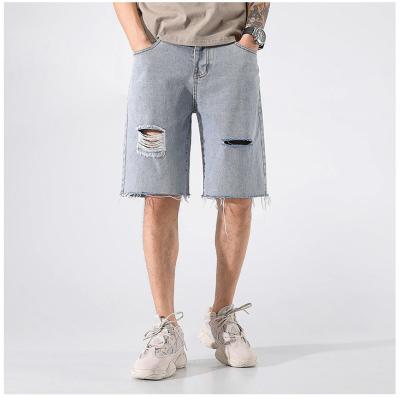 China Factory Price Summer Mens Stretch Denim Shorts Slim Fit Skinny Ripped Pants Mens Breathable Jeans Shorts for sale