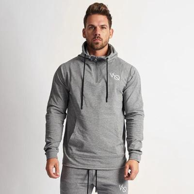 China Anti-wrinkle Mens Zipper Sweatshirt Custom 1/4 Zipper Plain Hoodies for sale