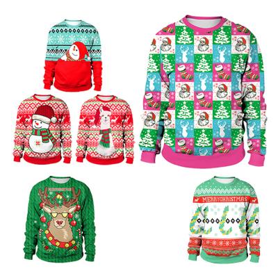 China Anti-wrinkle Christmas Digital Printing Women Round Neck Sweatshirt for sale