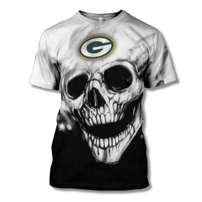 China White Skull Round Neck Anti-Wrinkle Summer Print Halloween T-shirt Ghost Short Sleeve for sale