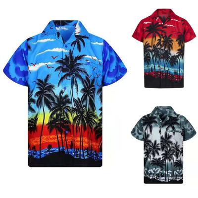 China Anti-pilling men's beach Hawaiian oversized top casual shirt summer beach shirt and print short beach shirt for sale