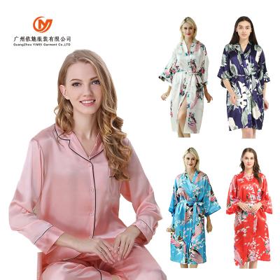 China Women QUICK DRY pajamas satin silk women two pieces pajama sleepwear sets long sleeve bamboo silk pajamas for women for sale