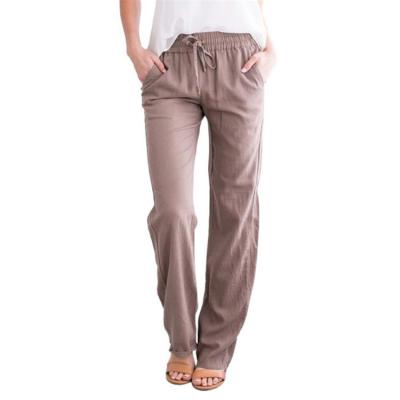 China Women's Wide Leg Loose Anti-wrinkle Solid Color Tie Fashion Pants for sale