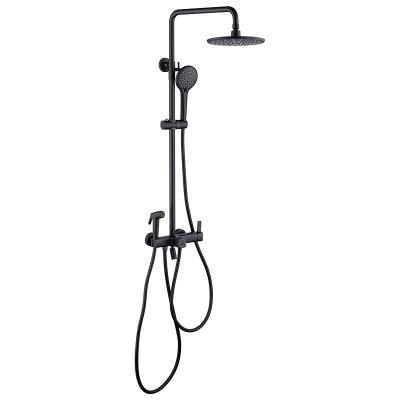 China With Slide Bar Factory Direct Sales Matte Black Bathroom Shower Mixer Set Shower Faucets With Bidet Sprayer With Multi Function for sale