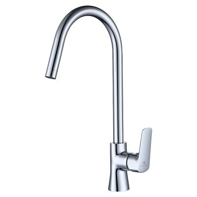 China High Quality Metered Faucets Chrome Copper Kitchen Faucet Mixer With Spout Kitchen Mixer Taps Easy Cleaning Solid Brass Deck Mounted for sale