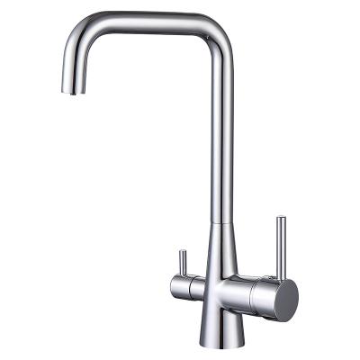 China Interestingly Metered Taps Design Chrome Kitchen Faucet With Double Handles For Kitchen Brass Mixer Taps UK Market Double Handle Brass for sale