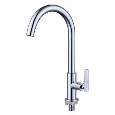 China Hot Selling Chromed Mixer Taps Metered Kitchen Faucets With Single Hole Deck Mounted Only Cold Water Mixer Taps For Kitchen for sale