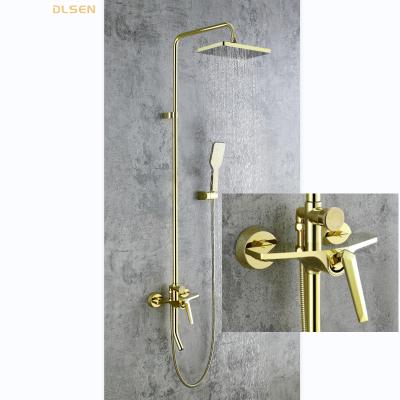 China With Slide Bar China High Quality Polished Gold Rain Shower Bathroom Bath Faucets Instant High Pressure Heater For Apartment for sale