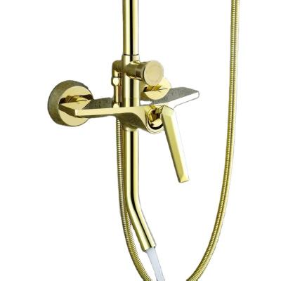 China With Luxury European Style Slide Bar Rainfall Shower Faucet Multifunctional Mixer Tap Brass Shower Valve Faucet For Hotel Bathroom for sale