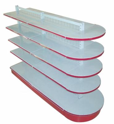 China New design corrosion protection metal supermarket shelf with round end shelf for sale