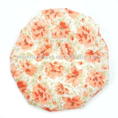 China Double Layer Sustainable Multifunctional Floral Printed Polyester With Microfiber Shower Cap for sale