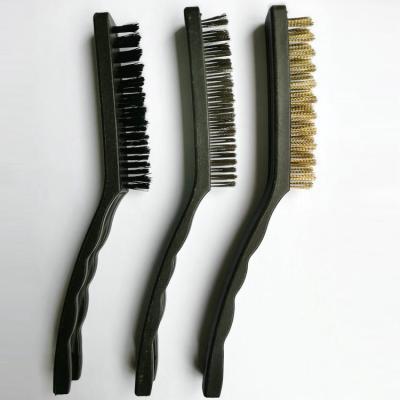 China Economic Black Color Plastic Wire Brush Retail 6 PK Cleaning Brush Wire Brush for sale