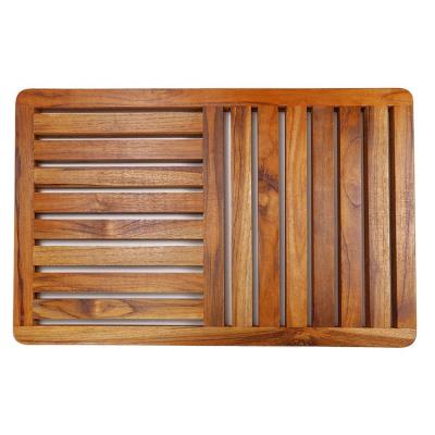 China Viable Teak Wood Bath Mat For Shower, Non Slip Bathroom Floor Mat for sale