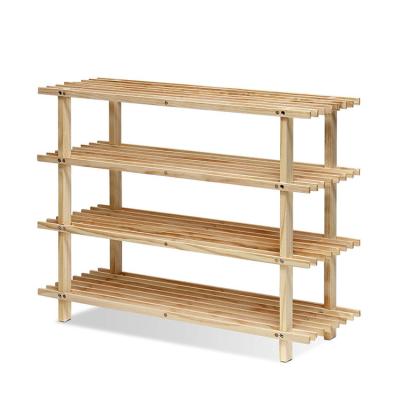 China Modern Shoe Rack Bench, 4 - Bamboo Wooden Storage Shelf Organizer, Home Shelf Tier Shoe Storage Cabinet for Shoes for sale