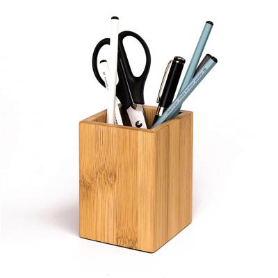 China Modern Office Home Desk Supplies Organizers Fit Creative Bamboo Pen Holder for sale