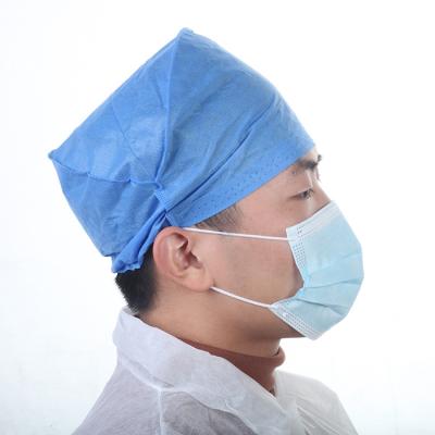 China Breathable Colored Clip Painter Head Cover Blue Doctor Hat Disposable Head Surgical Cover Nek009 for sale