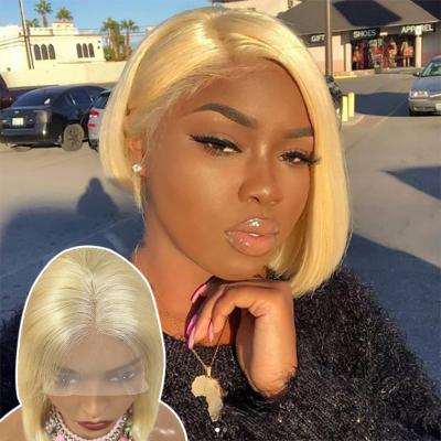 China Silky Straight Wave Exshine Cheap Price Blonde Hair Bob Wig, Afro Partial Lace Front Wig, Raw Cambodian Virgin Hair Wig for sale