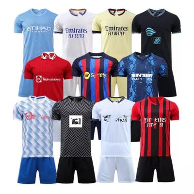 China New season custom 21-22 soccer singlet sets shirt thailand quality sublimation soccer jersey uniform set kids football wear for sale