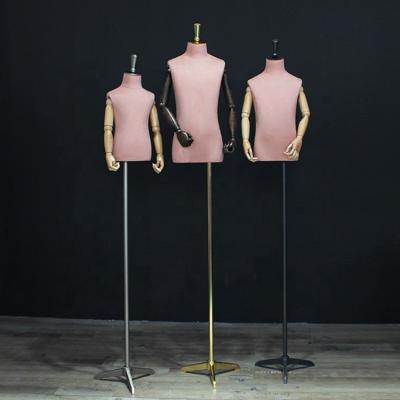 China Other Wholesale C.C Half Adjustable Child Body Mannequins,Tailor Kid Bust Forms With Wooden Arms for sale