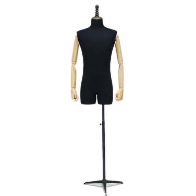 China Other Wholesale NDM-2 Wooden Mannequin Hands Works Shape Dummy Male Torso Dress Half Body for sale