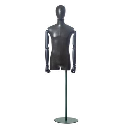 China Other JFM-1 Half Body Men Dummy Garment Clothes Show Black Fiberglass Mannequin Dress Form for sale