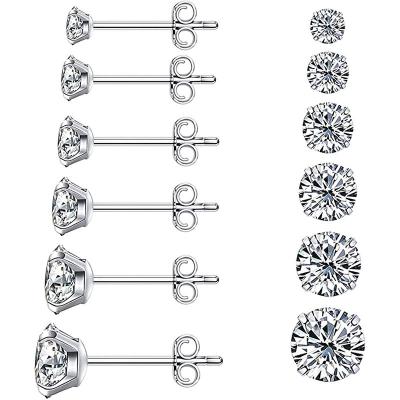 China Lead Free Nickel Free Stud Earrings, 316L Zircon Earrings 3-8mm Hypoallergenic Stainless Steel CZ Earrings, Rose Gold for sale