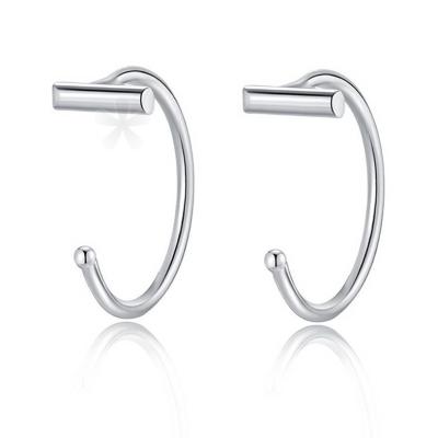 China Sterling Silver Small Huggie Hoop Earrings Nickel Free Lead Free Half Ball Circles, Bar, Star, Moon Earrings 999 Best Heart Gift For Her for sale