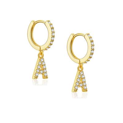 China Trendy Initial Dangle Circle Earrings Letter A-Z Dangle Earrings Zirconia Drop Earrings For Women Girls for sale