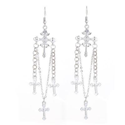 China Eco Friendly Boho Cross Earrings With Rhinestones Earring White Gold Earrings for sale