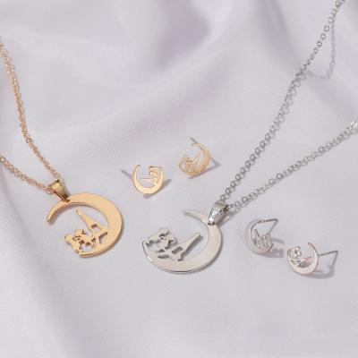 China Cute Jewelry Set Gold And Silver Plated Studs Earrings And Necklace Jewelry Set For Women for sale