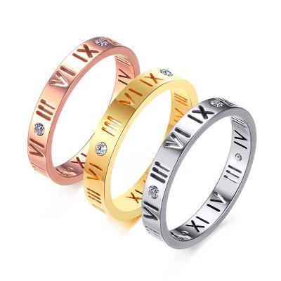 China Fashionable Titanium Stainless Steel Steel Cutout Roman Numeral Ring Bang Rings Jewelry For Men Women for sale