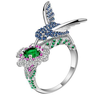 China Fashion Ring Bird Playful Flower Ring High Quality For Women Girls for sale