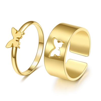 China TRENDY Butterfly Ring For Women Men, Couples Matching Best Friend Promise Trendy Rings Set For Teen Girls for sale