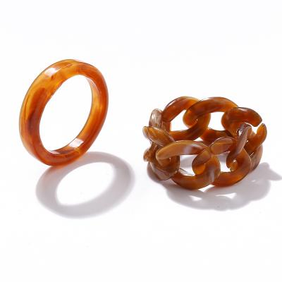 China TRENDY Resin 2pcs Knuckle Ring Set For Women Girls Vintage Midi Rings Set for sale