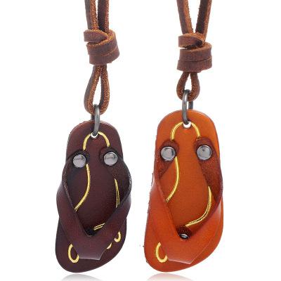 China Vintage Jewelry Necklace Vintage Slippers Leather Pendant Necklace for sale