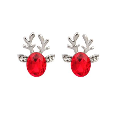 China Crystal Gemstone Antler Earrings Luxury Three-dimensional Christmas Reindeer Stud Earrings Christmas Gifts Fast Delivery for sale