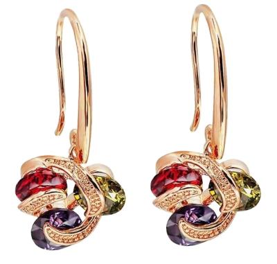 China FASHIONABLE Flower Earrings Zircon Copper Stud Earrings For Women for sale